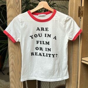 Zara Are You In A Film Or In Reality Ringer Baby Tee